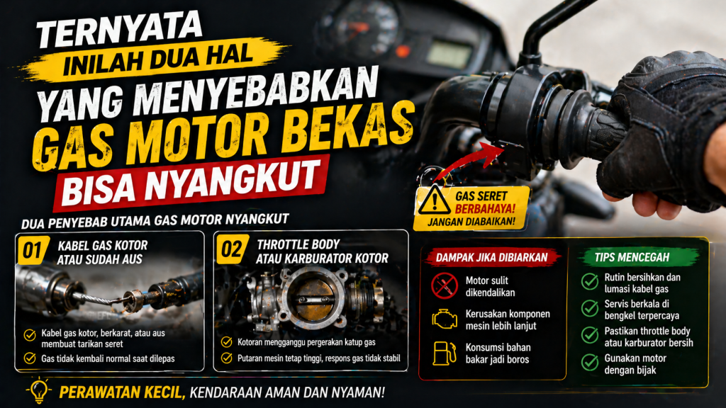 Ternyata Ini 2 Penyebab Gas Motor Bekas Sering Nyangkut