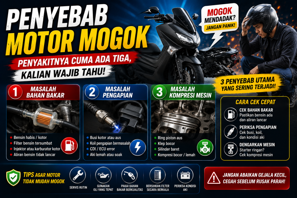 Motor Mogok Mendadak? Ini 3 Penyakit Utamanya