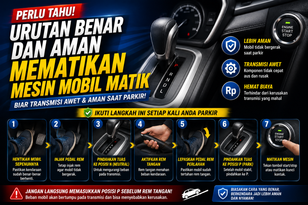 Banyak yang Salah, Begini Urutan Aman Mematikan Mobil Matik