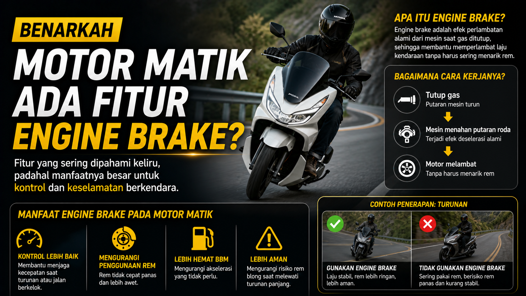 Mitos atau Fakta: Engine Brake di Motor Matik