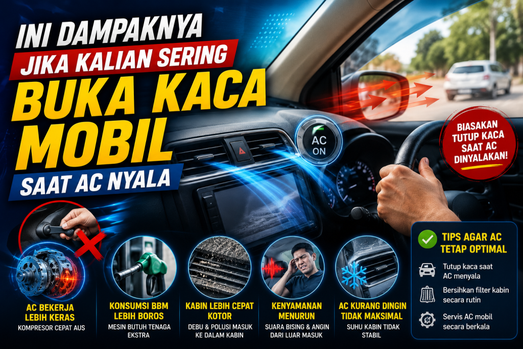 Ini Akibatnya Jika Kaca Mobil Sering Dibuka Saat AC Sedang Menyala