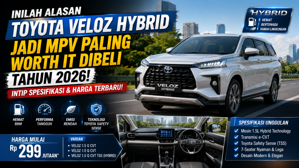 Toyota Veloz Hybrid 2026, Kombinasi Irit, Canggih, dan Nyaman untuk Keluarga Indonesia