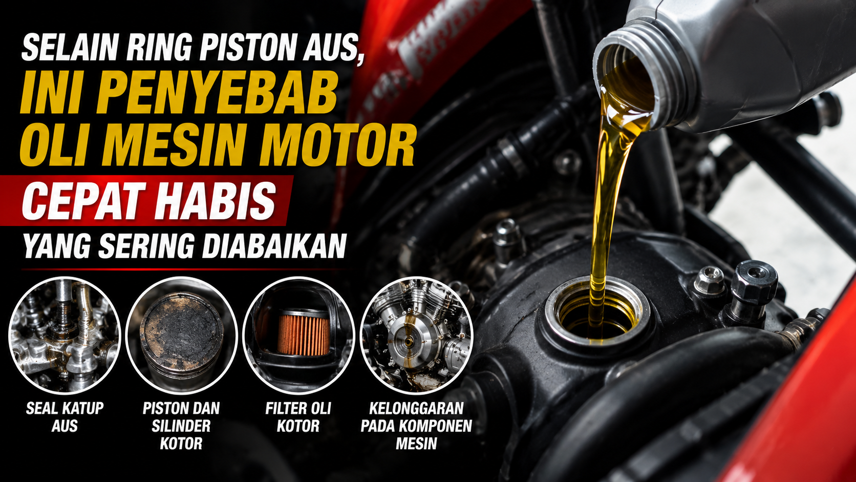 Jangan Panik! Ini Penyebab Oli Motor Cepat Berkurang Selain Kerusakan Ring Piston