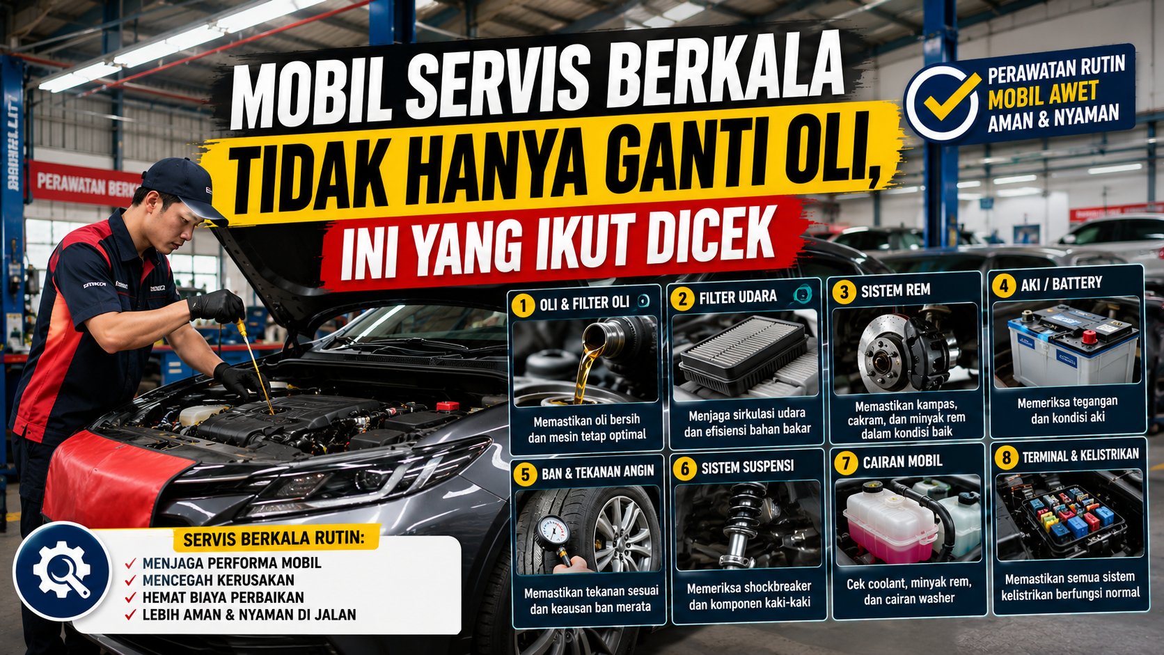 Jangan Salah Kaprah, Servis Mobil Rutin Meliputi Banyak Pemeriksaan Penting