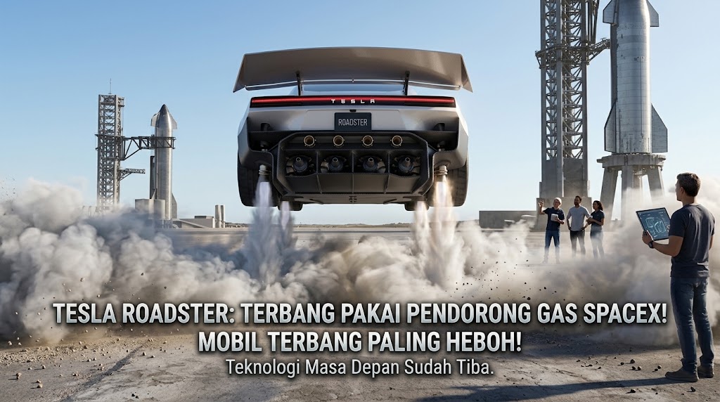 Tesla Pamer Mobil Terbang Pakai Pendorong Gas SpaceX, Roadster Bikin Heboh!