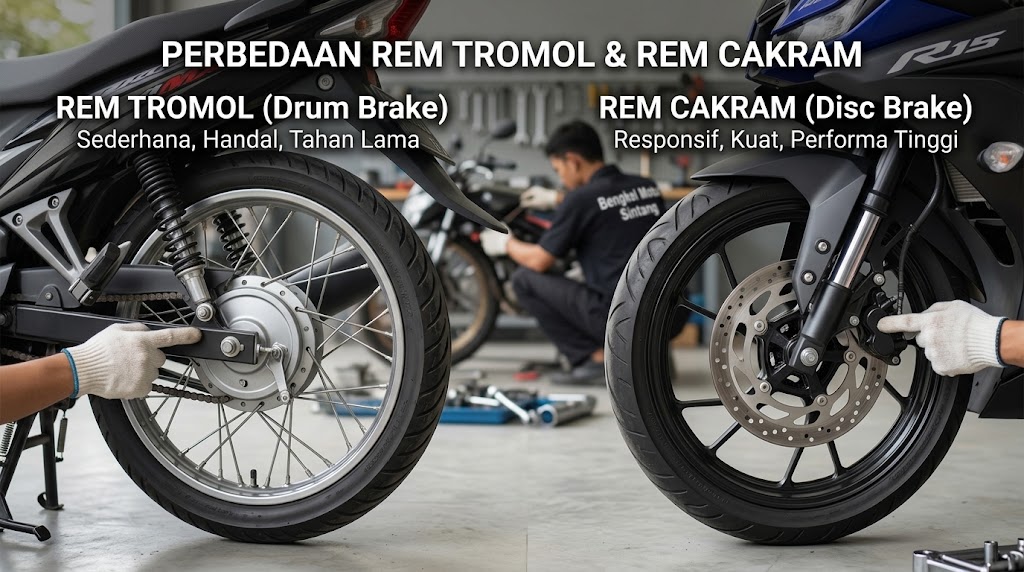 perbedaan rem tromol dan rem cakram
